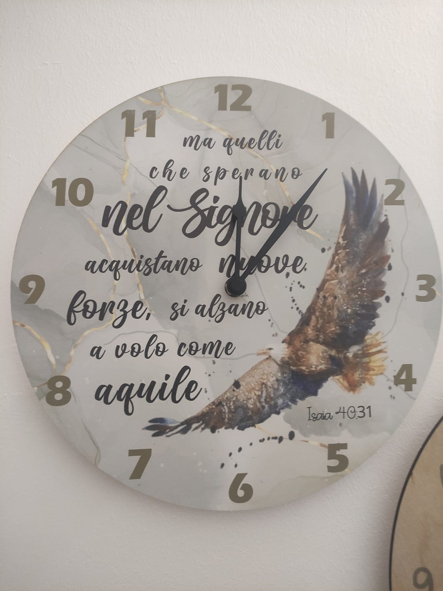 orologio da parete bianco "Isaia 43:31 ma quelli che sperano nel Signore"