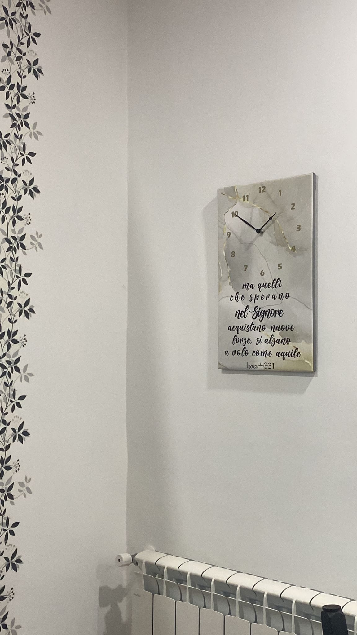 orologio da pate in tela misura 30x60 cm da parete isaia 40:31 "ma quelli che sperano nel Signore"