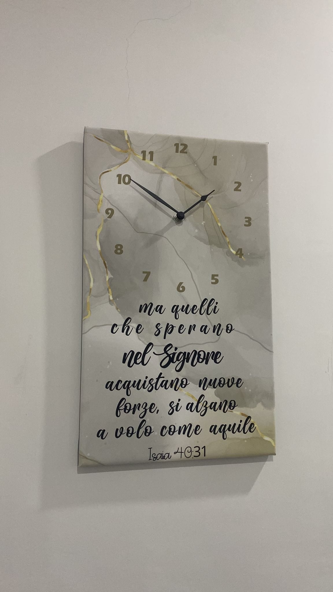 orologio da pate in tela misura 30x60 cm da parete isaia 40:31 "ma quelli che sperano nel Signore"