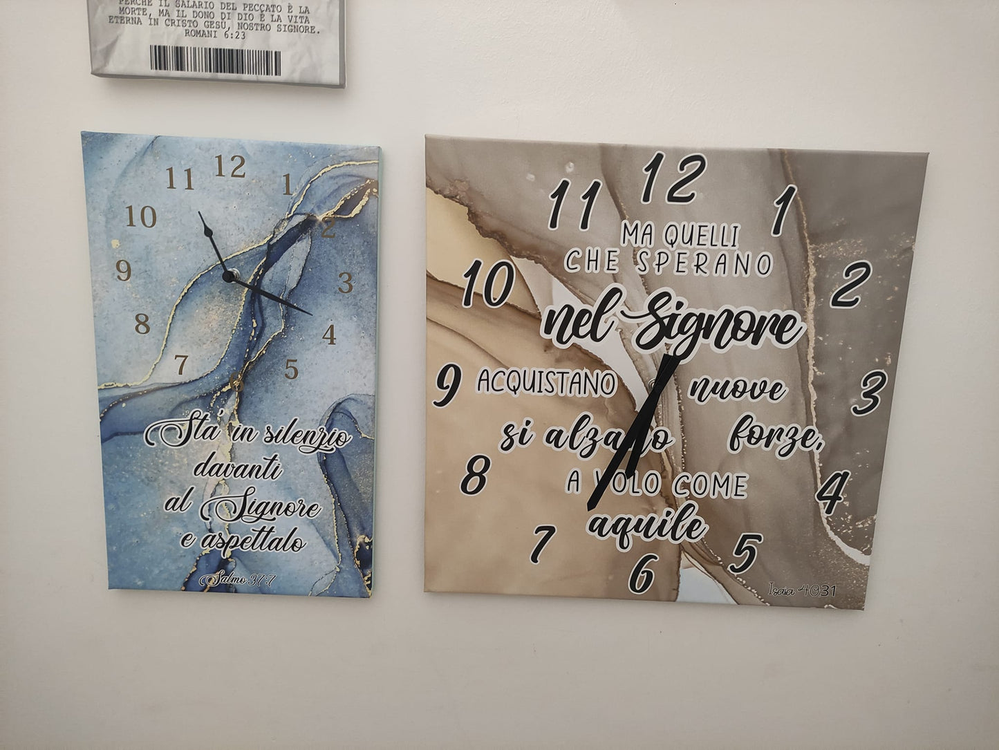 orologio in tela misura 50x50 cm da parete isaia 40:31 "ma quelli che sperano nel Signore"