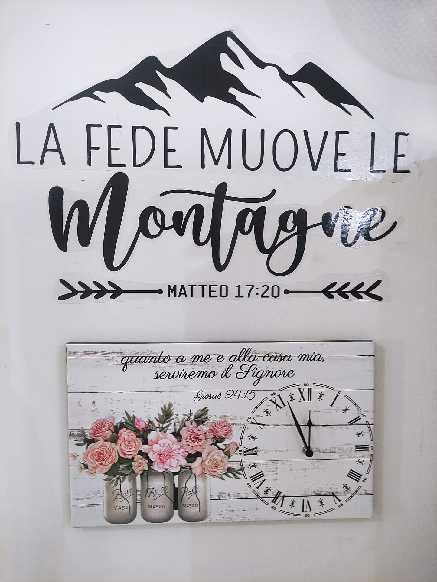 orologio da parete in tela misura 30x60 cm da parete Giosuè 24:15 "quanto a me e alla casa mia serviremo il Signore"