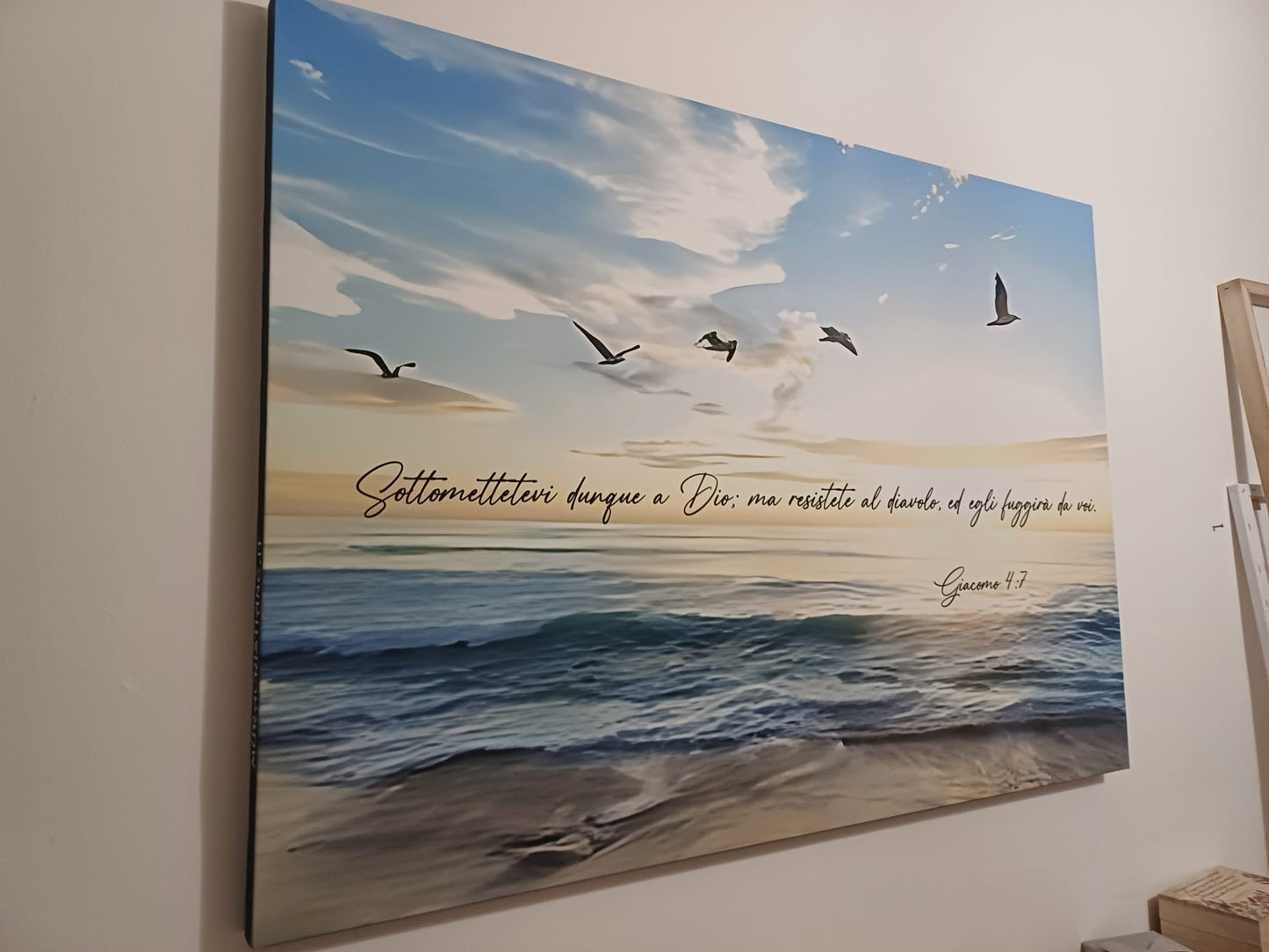 stampa su tela sfondo mare personalizzabile con nomi e nel verso