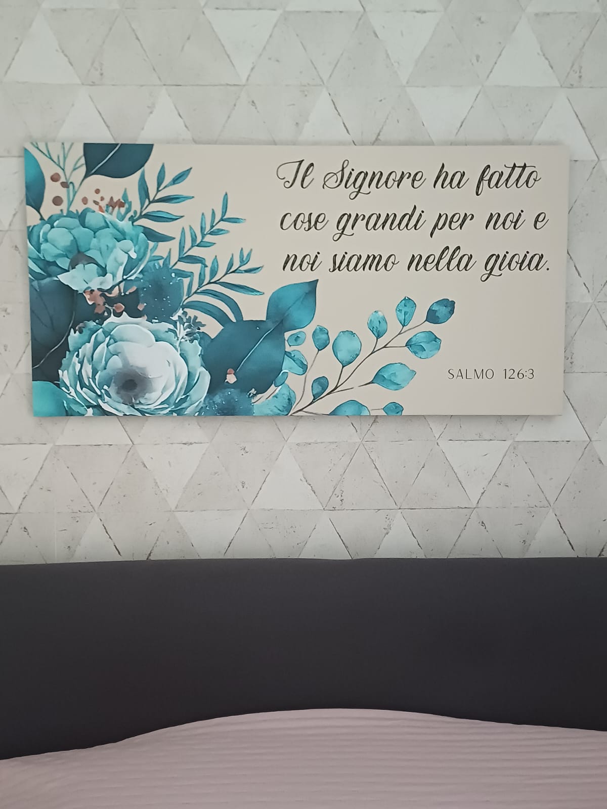 stampa su tela fiori azzurri e turchesi personalizzabile nel verso