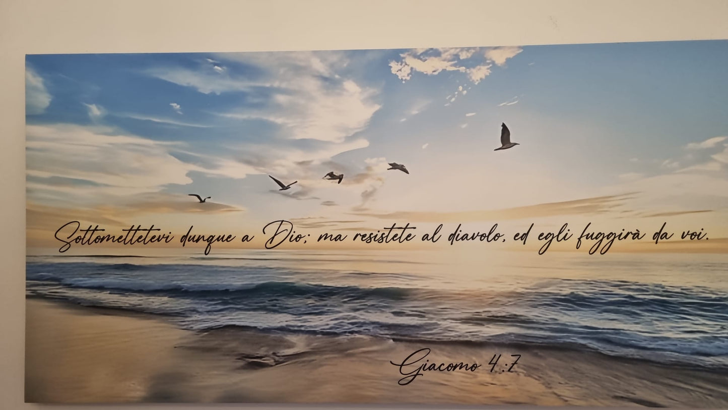 stampa su tela sfondo mare personalizzabile con nomi e nel verso