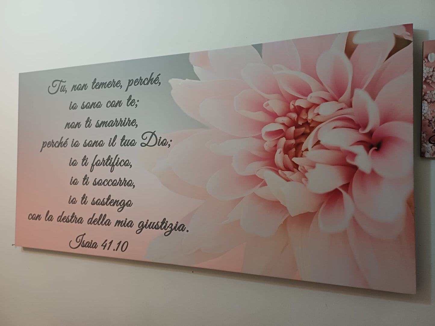 Stampa su tela Isaia fiore rosa grigio Isaia 41:10