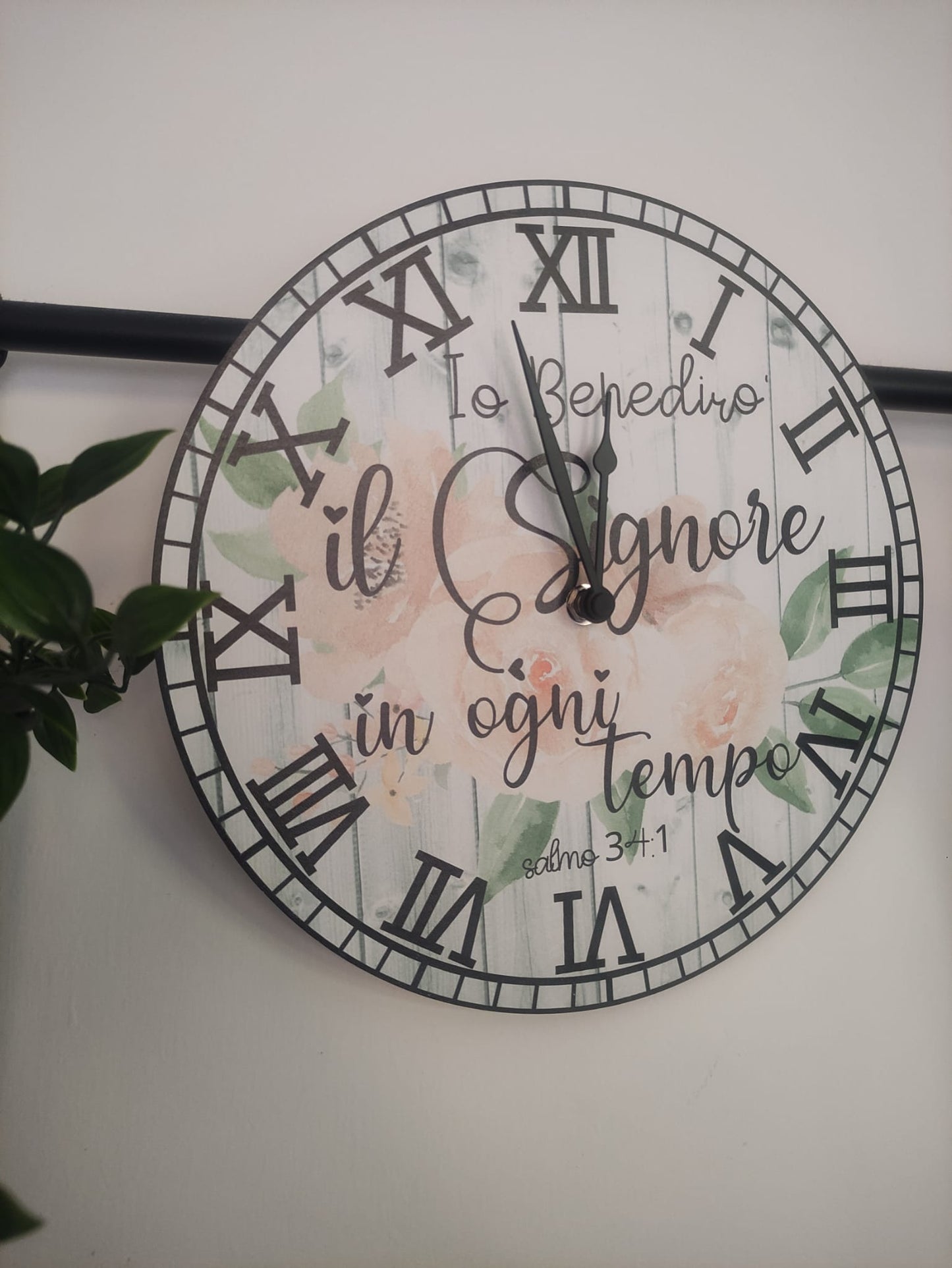 orologio da parete bianco "Io benedico il Signore in ogni tempo"