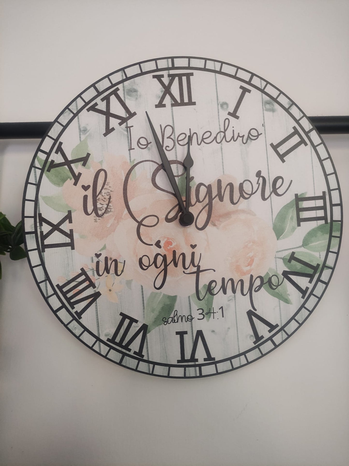 orologio da parete bianco "Io benedico il Signore in ogni tempo"