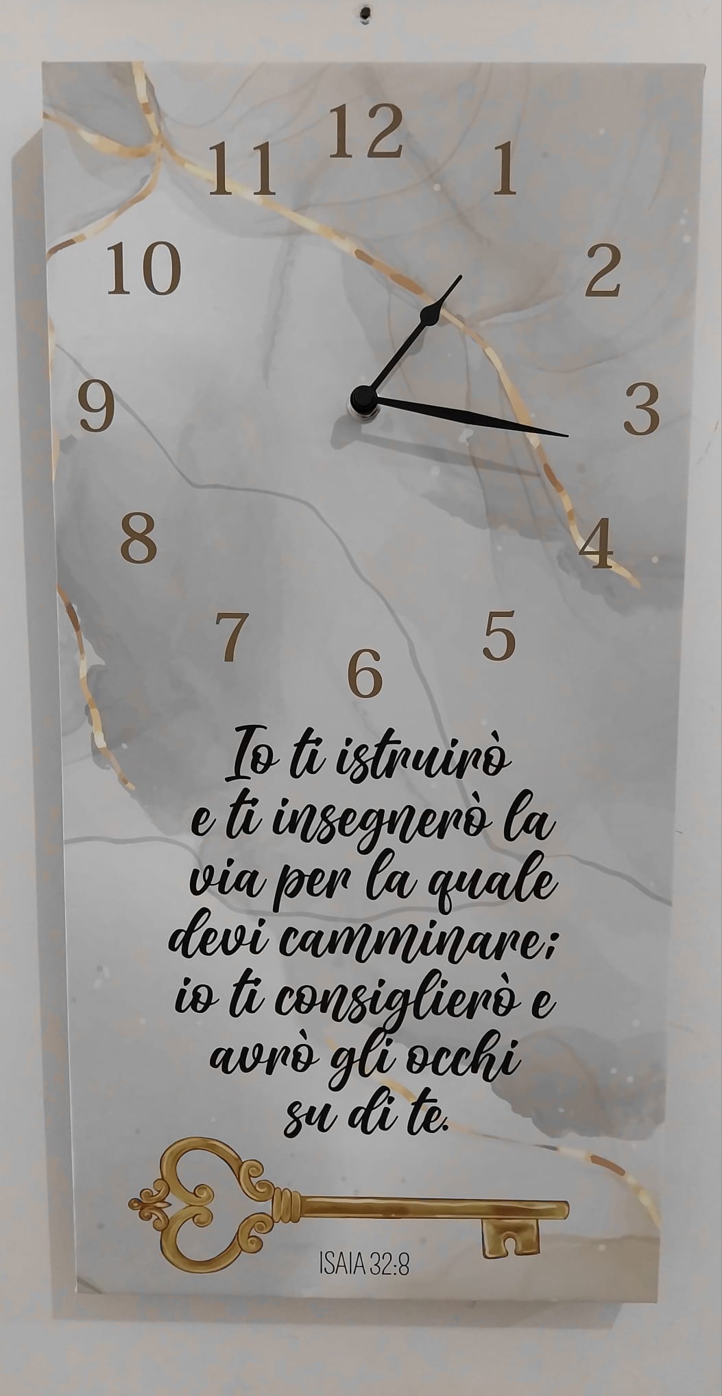 orologio da parete rettangolare 30x60cm chiave Isaia 38:2