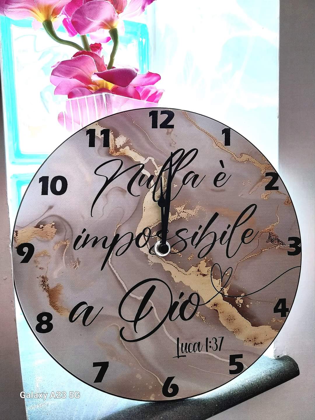 orologio da parete effetto marmorizzato Nulla è impossibile a Dio