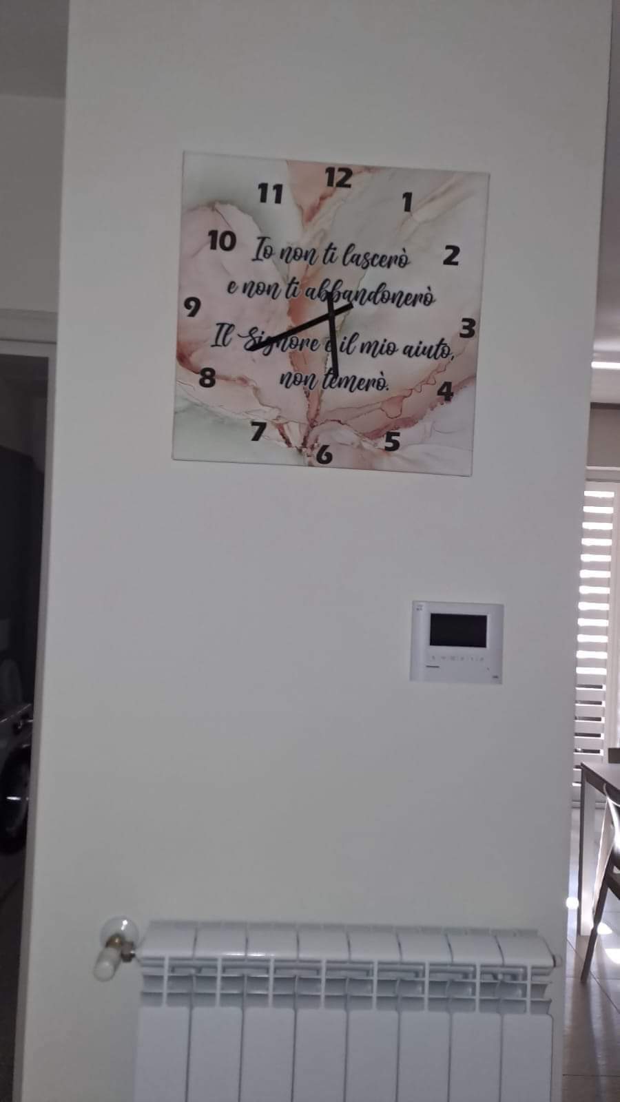 orologio in tela misura 50x50 cm da parete effetto marmorizzato rosa "Io non ti lascerò e non ti abbandonero'"