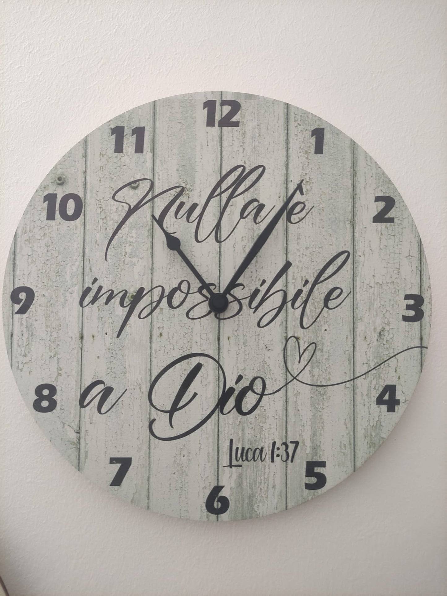 orologio da parete bianco "Nulla è impossibile a Dio Luca 1:37"