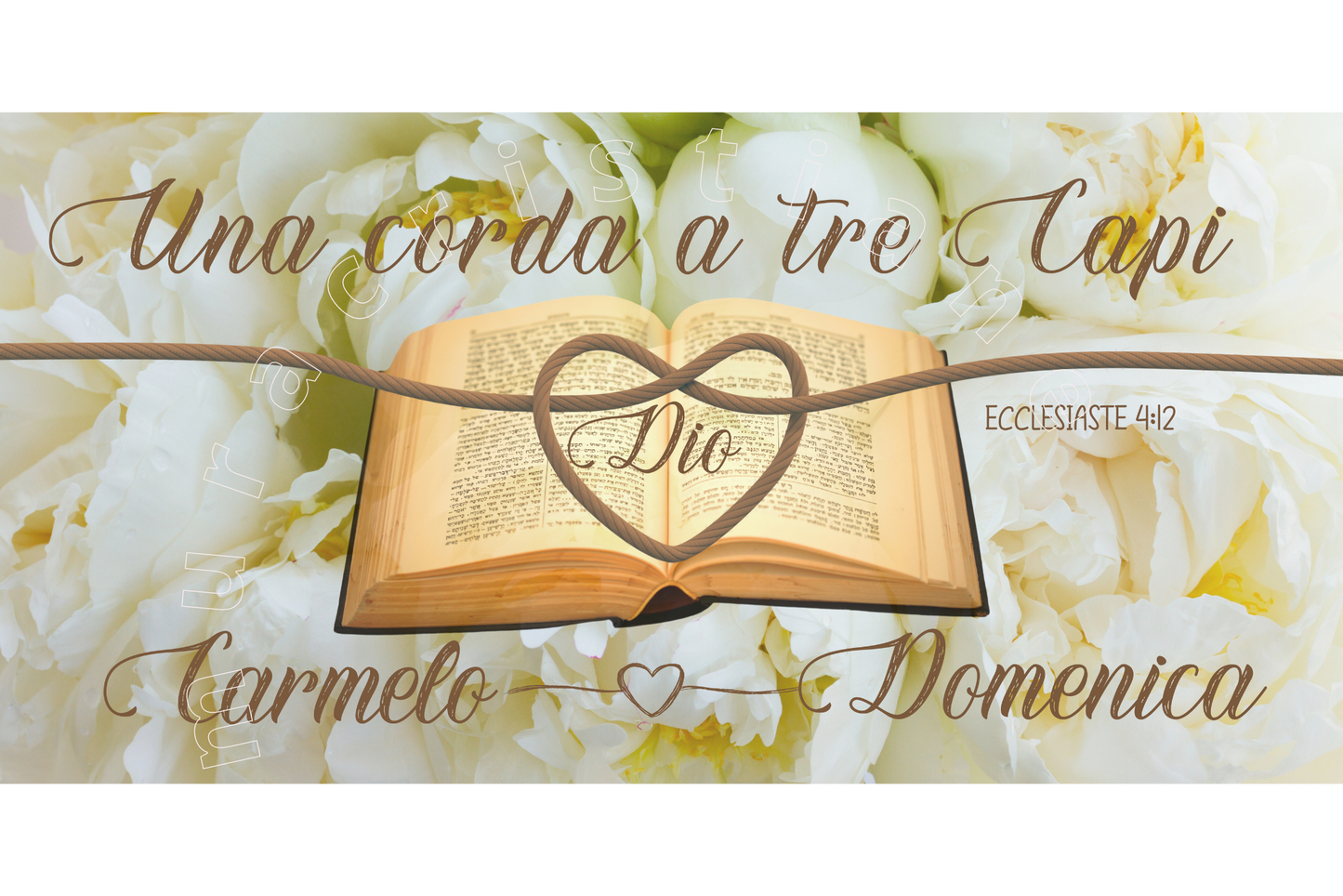 quadro in tela "UNA CORDA A TRE CAPI bibbia" PERSONALIZZABILE NOMI-FONT-SFONDO