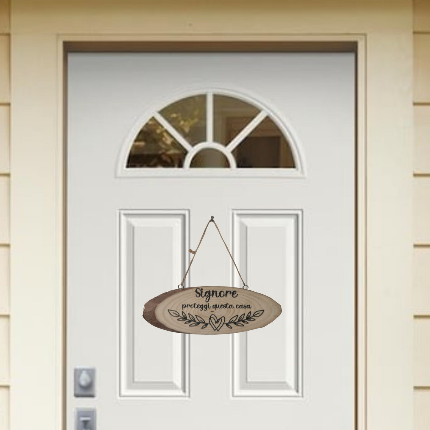 Targhetta legno "Dio è il capo di questa casa" misura piccola e grande