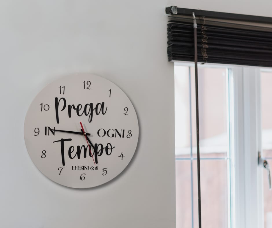 orologio da parete bianco PREGA IN OGNI TEMPO EFESINI6:18