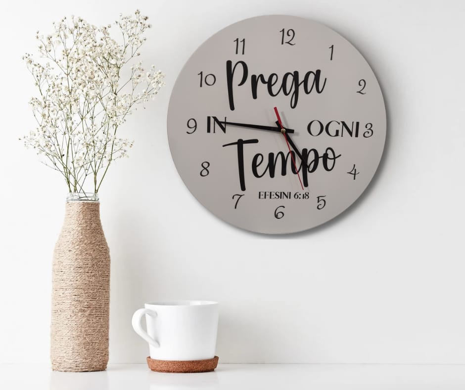 orologio da parete bianco PREGA IN OGNI TEMPO EFESINI6:18