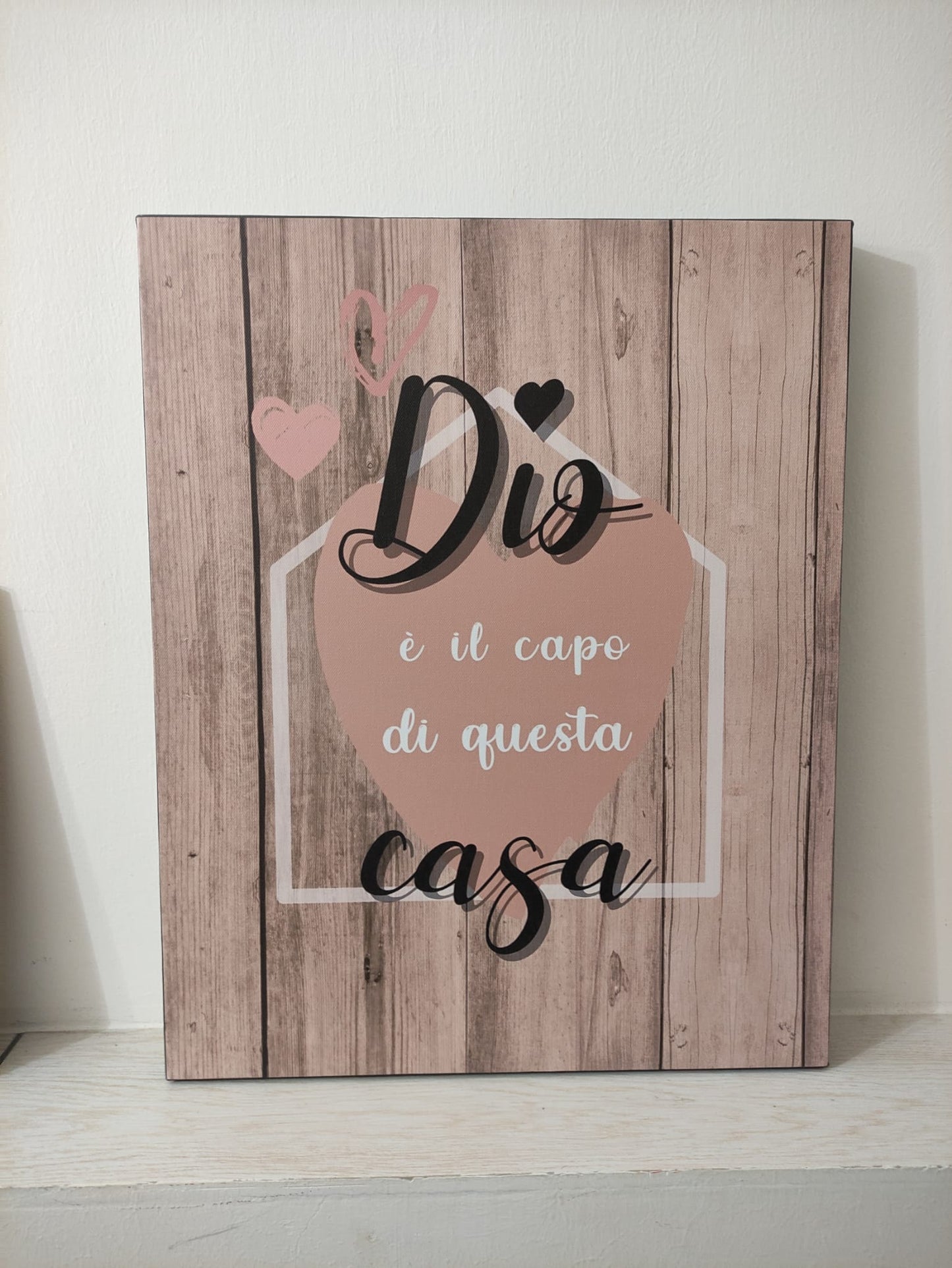 quadro in tela varie misure DIO è IL CAPO DI QUESTA CASA SFONDO LEGNO