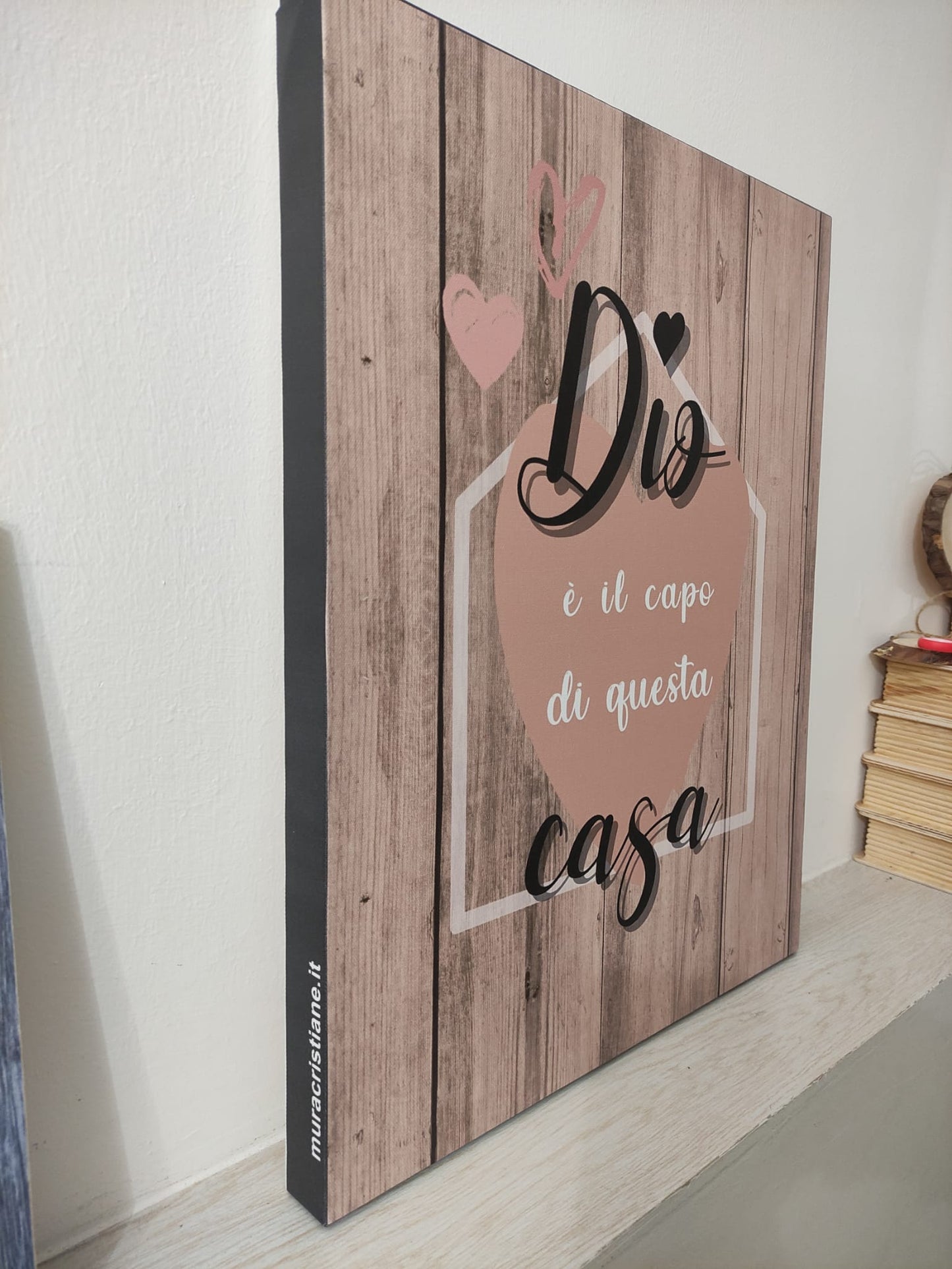 quadro in tela varie misure DIO è IL CAPO DI QUESTA CASA SFONDO LEGNO
