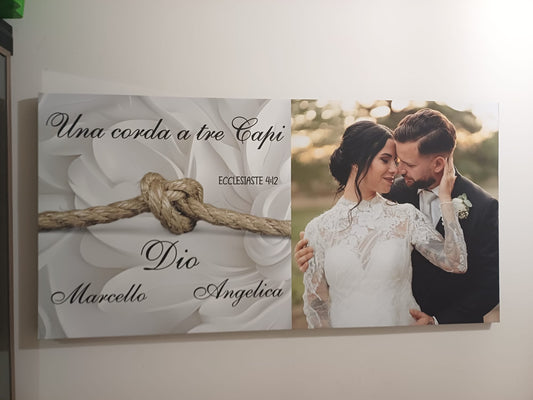 stampa su tela "UNA CORDA A TRE CAPI " con la vostra foto