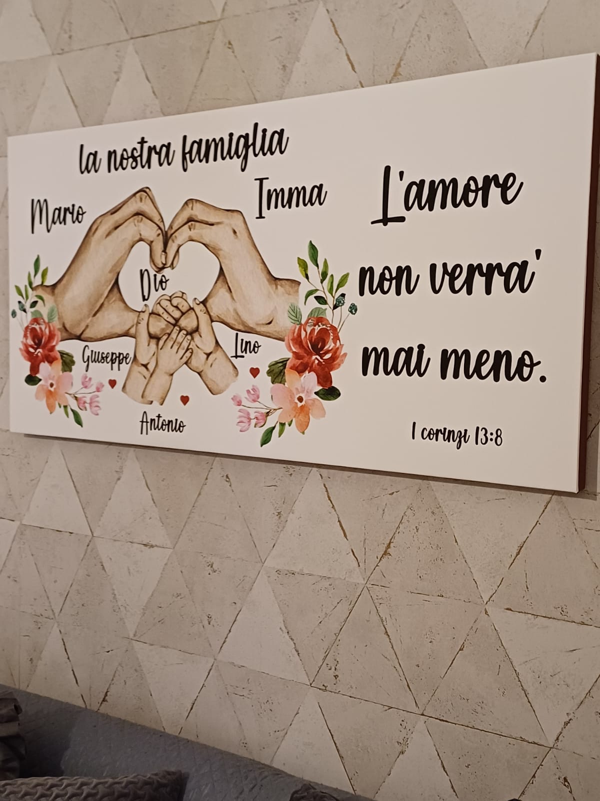 Stampa su tela  famiglia con  cuore mani personalizzabile