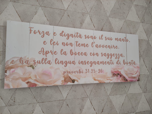 stampa su  tela fiori  shabby proverbi 31 25-26