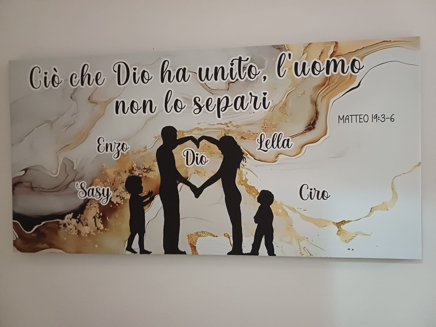 Stampa su tela  famiglia con  cuore