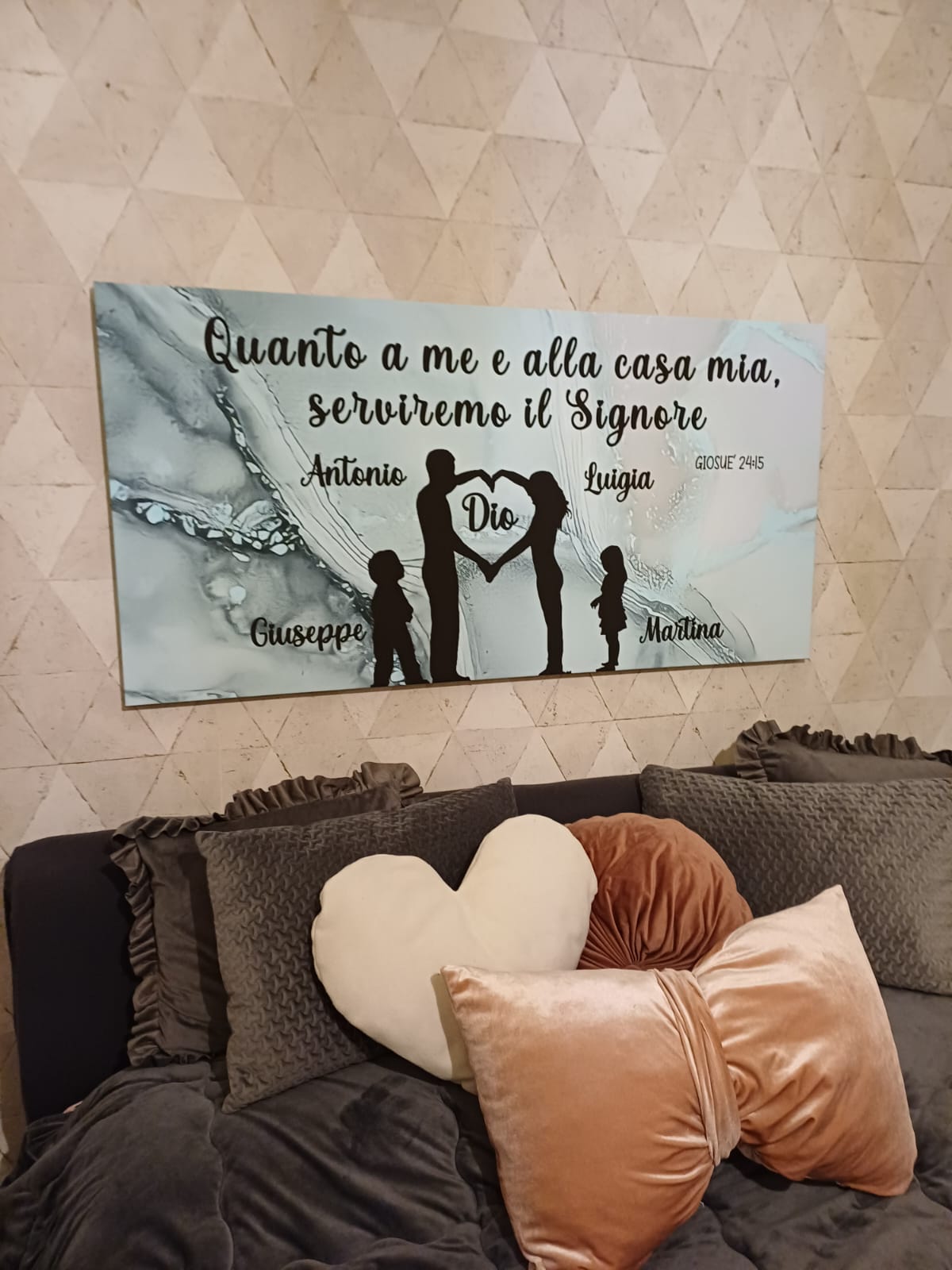 Stampa su tela  famiglia con  cuore